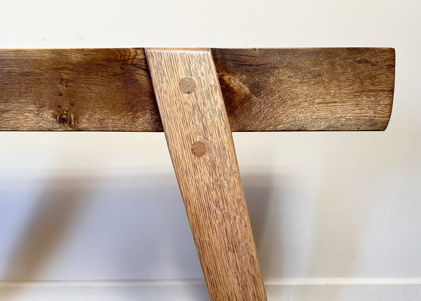 Jointed Oak Trestle Bench