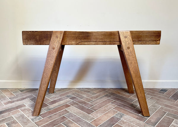 Jointed Oak Trestle Bench