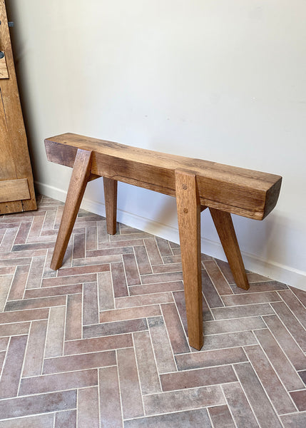 Jointed Oak Trestle Bench