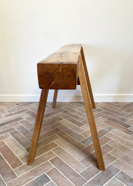 Jointed Oak Trestle Bench