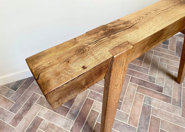 Jointed Oak Trestle Bench