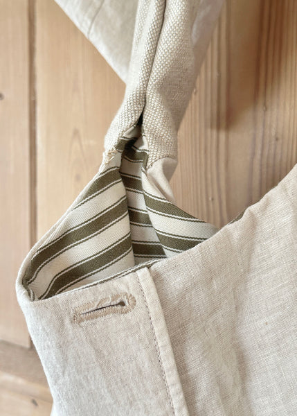 Adjustable Bow Shoulder Bag- Patchwork Linen