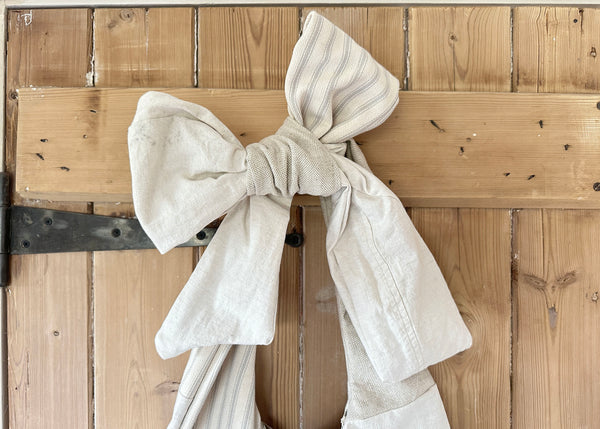 Adjustable Bow Shoulder Bag- Patchwork Linen