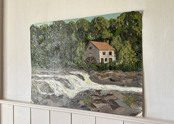 Mill and River Landscape Painting