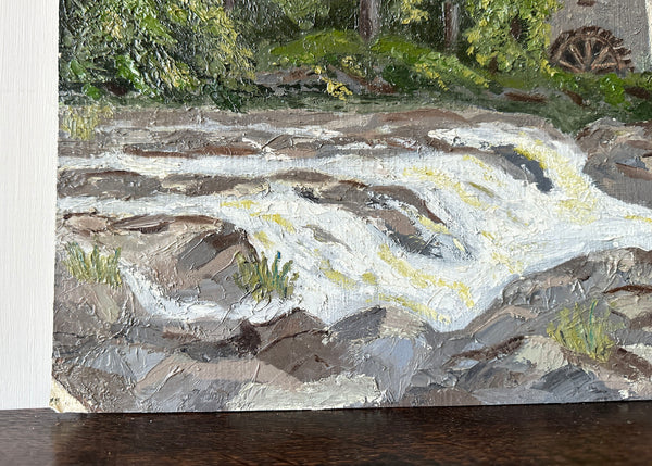 Mill and River Landscape Painting