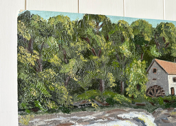 Mill and River Landscape Painting