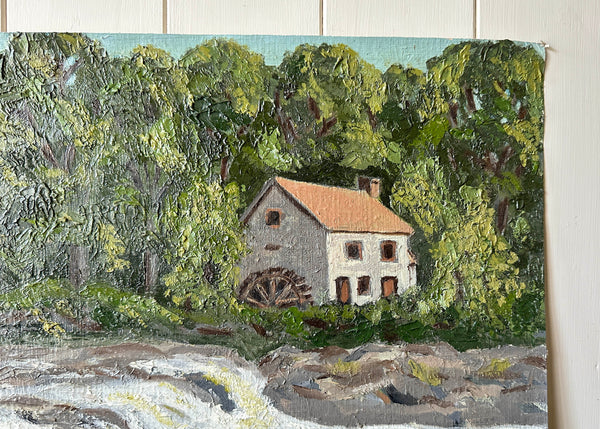 Mill and River Landscape Painting
