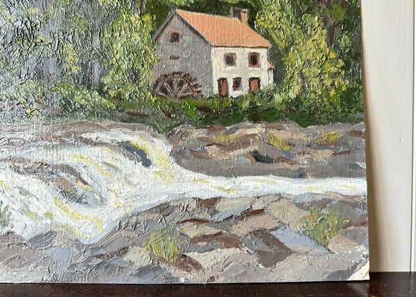 Mill and River Landscape Painting