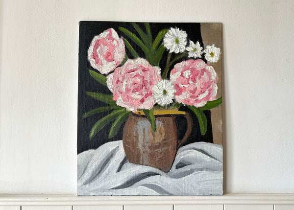Pink Flower Still Life Painting
