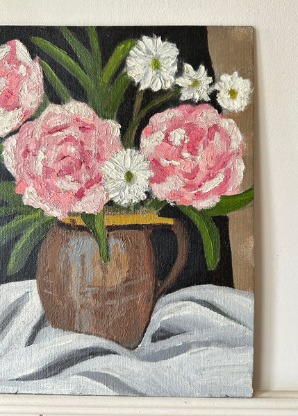 Pink Flower Still Life Painting