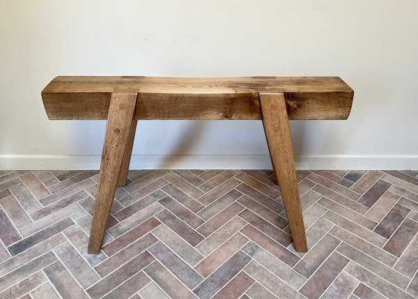 Jointed Oak Trestle Bench