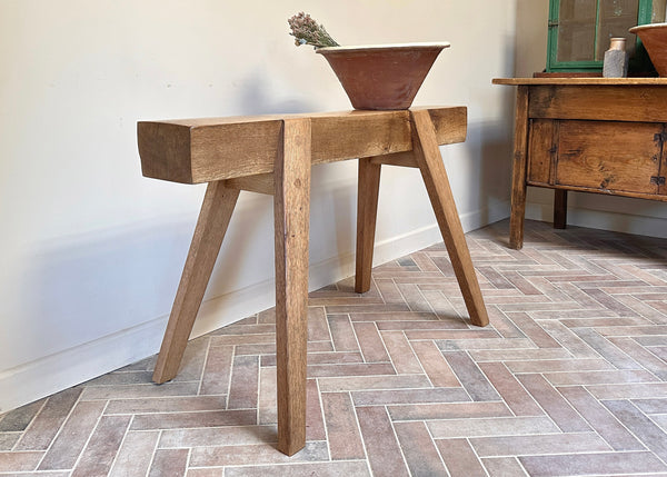 Jointed Oak Trestle Bench