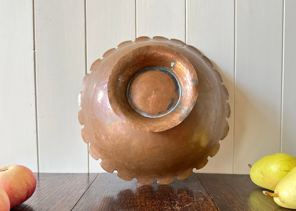Hammered Copper Pedestal Bowl