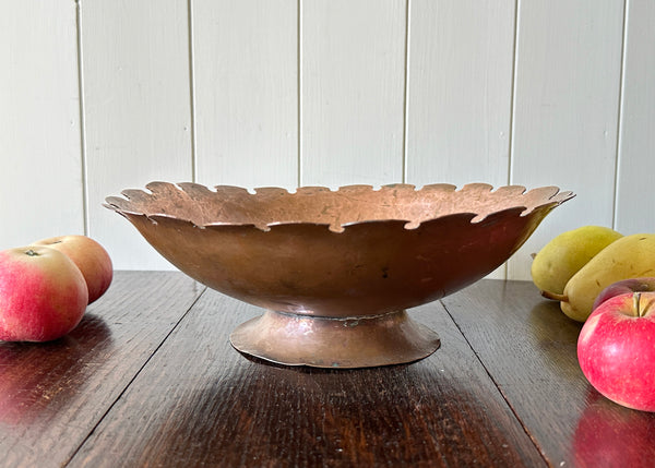 Hammered Copper Pedestal Bowl