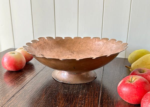 Hammered Copper Pedestal Bowl