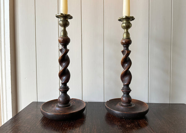 Pair of Barley Twist Candlesticks
