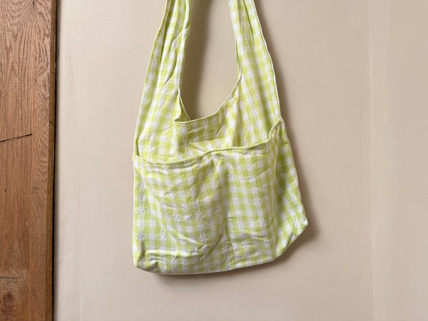 Repurposed Gingham Tablecloth Bow Bag