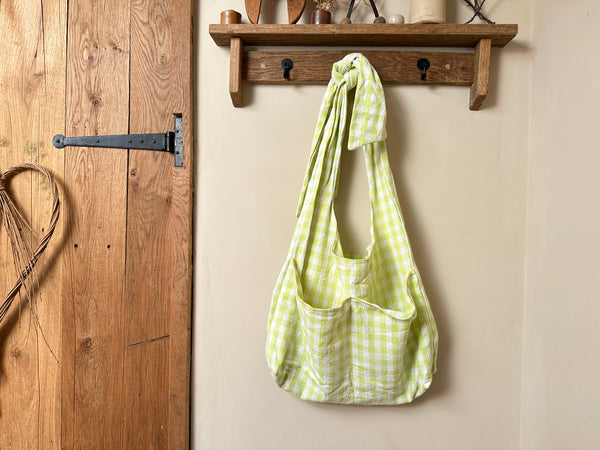 Repurposed Gingham Tablecloth Bow Bag