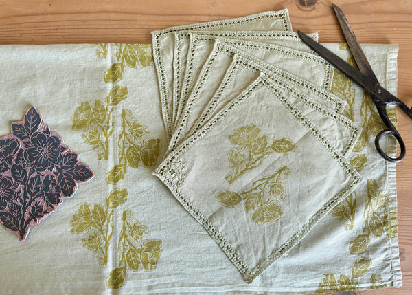 Simple Rose- Reworked Tray Cloth