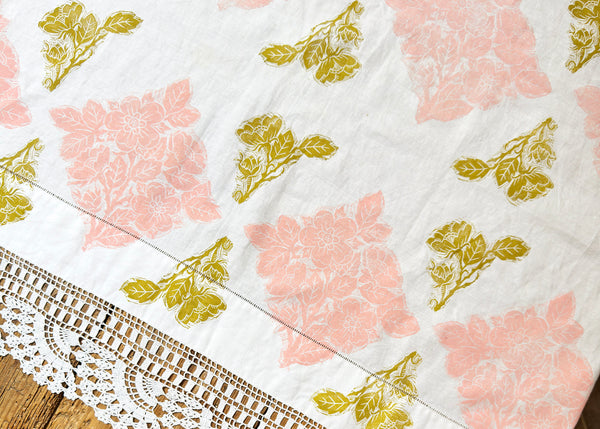 Wild Rose with Lace- Reworked Tablecloth