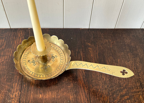 Engraved Brass Candle Holder