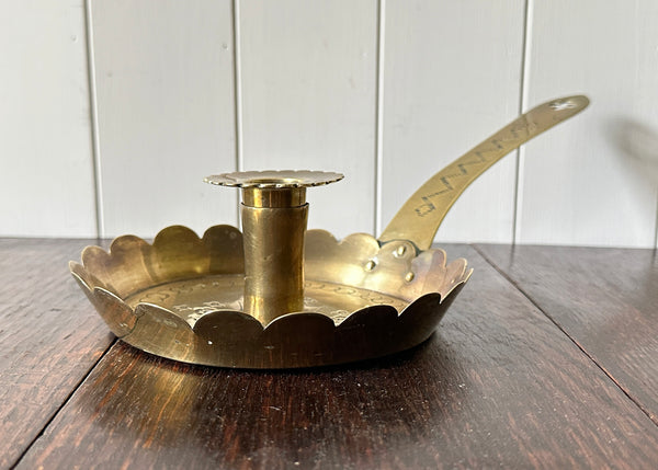 Engraved Brass Candle Holder