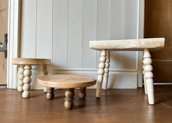 Carved Top Bobbin Stool - Made by Alan