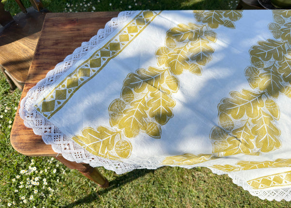 Oak & Acorn- Reworked Tablecloth