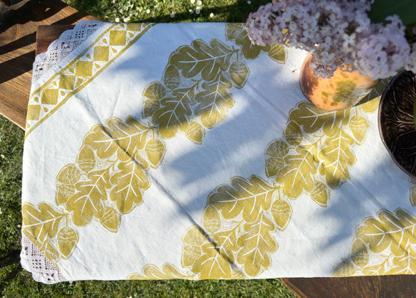 Oak & Acorn- Reworked Tablecloth