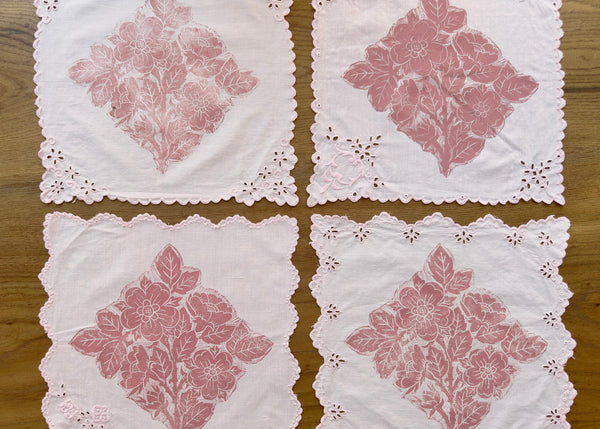 Pink Wild Rose- x4 Reworked Napkins