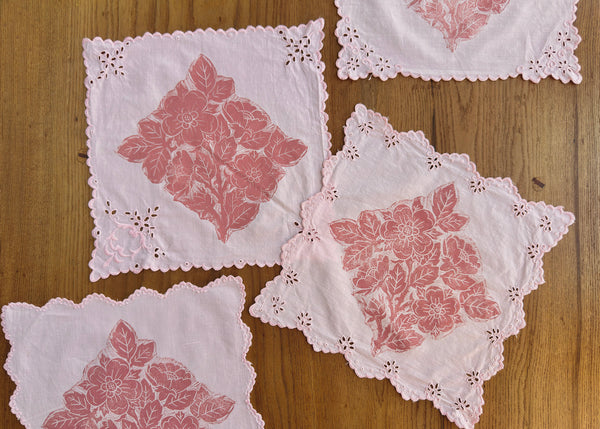 Pink Wild Rose- x4 Reworked Napkins