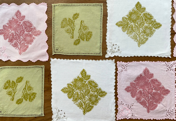Pink Wild Rose- x4 Reworked Napkins