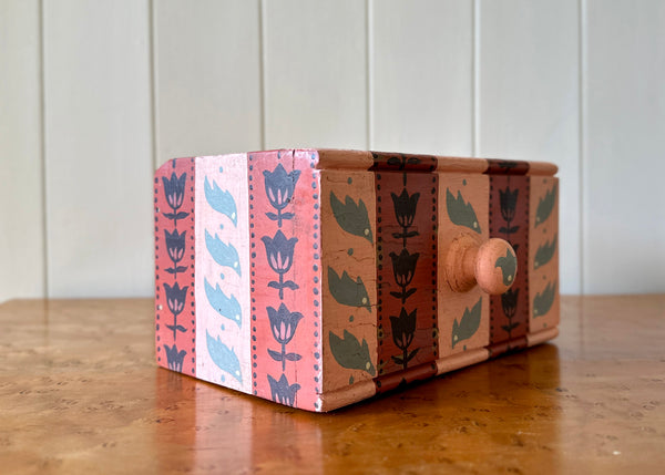 Pink Stripe - Painted Wooden Drawer