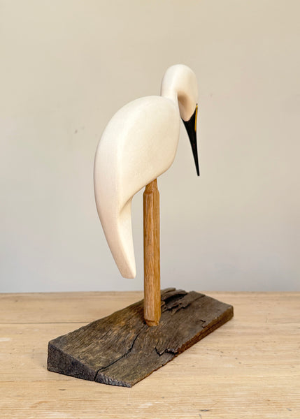 Hand Carved Snowy Egret