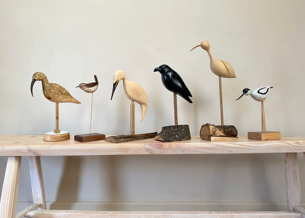 Hand Carved Wren Sculpture