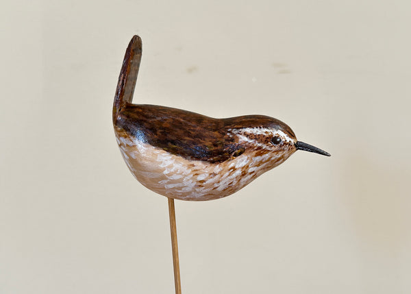 Hand Carved Wren Sculpture
