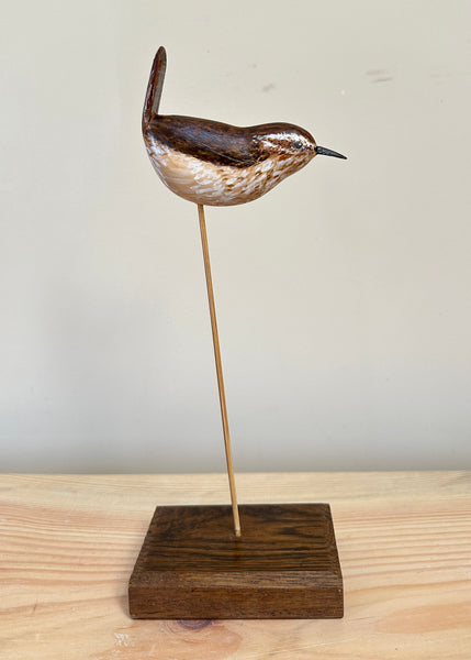 Hand Carved Wren Sculpture