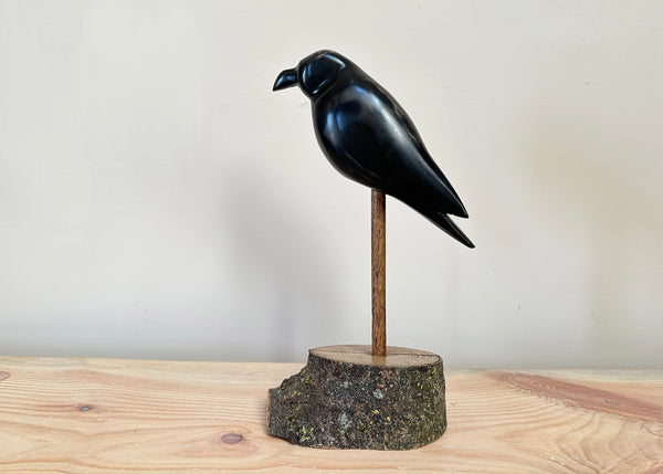 Hand Carved Crow Sculpture