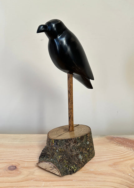 Hand Carved Crow Sculpture