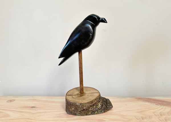 Hand Carved Crow Sculpture