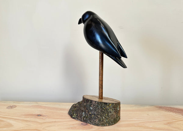 Hand Carved Crow Sculpture