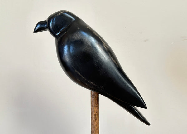 Hand Carved Crow Sculpture