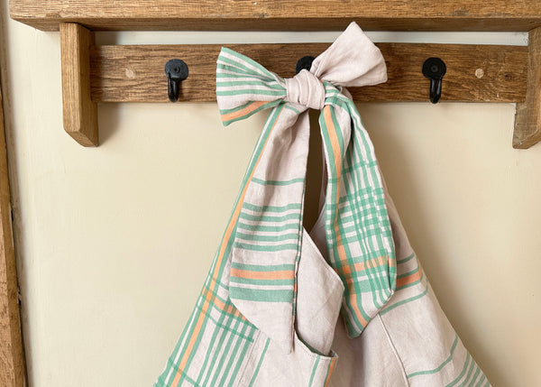French Linen Bow Shoulder Bag- Slouchy Tote