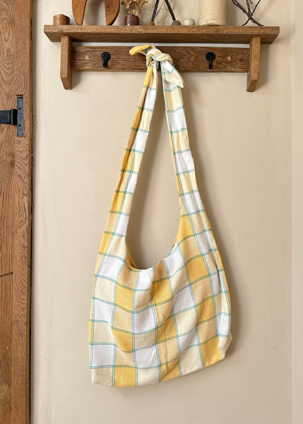 Woven Tablecloth Bow Shoulder Bag- Slouchy Tote