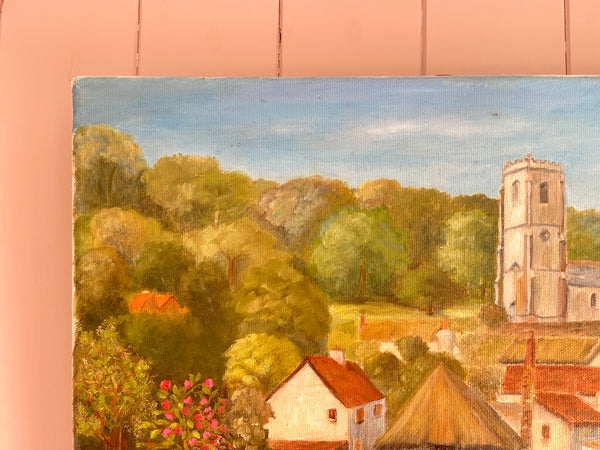 Pretty Village Oil Painting