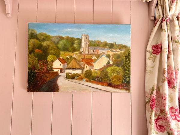 Pretty Village Oil Painting