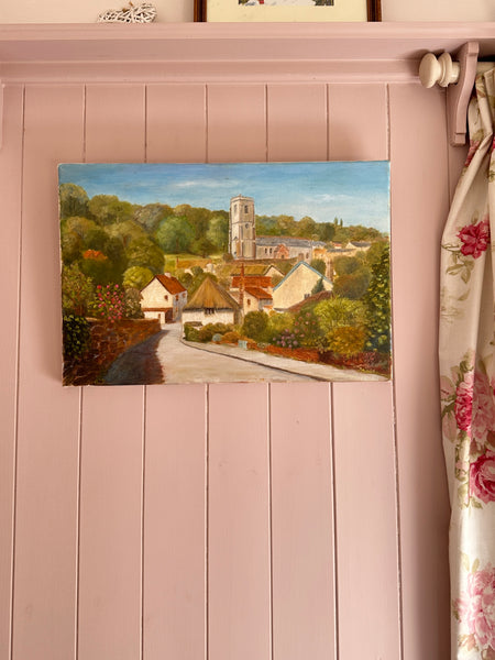 Pretty Village Oil Painting