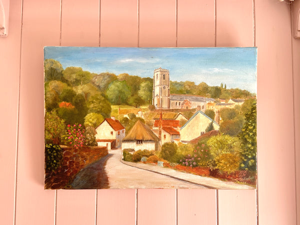 Pretty Village Oil Painting