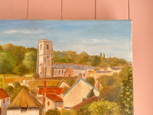 Pretty Village Oil Painting