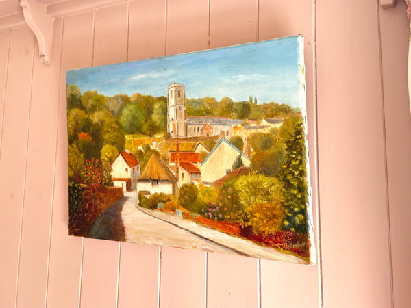 Pretty Village Oil Painting